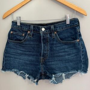 Levi's Button Fly Blue Jean Shorts Classic Distressed Style 28